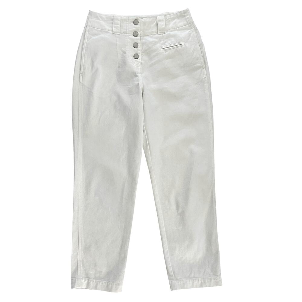 REISS Women's White Jeans Sz. 6 High Waist Pockets Luxury Denim Tapered Leg - Picture 4 of 12